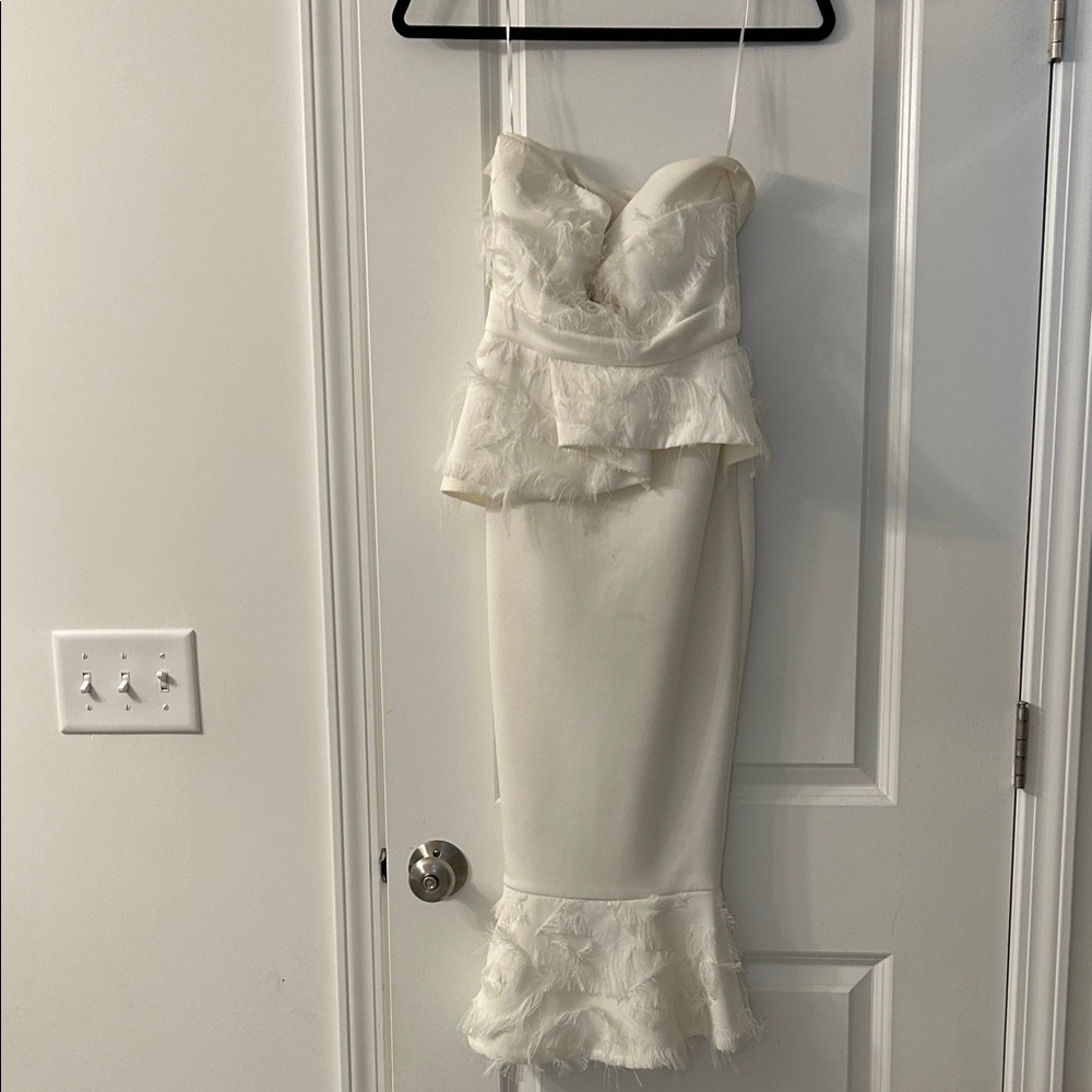 ASOS White Ruffled Strapless Dress